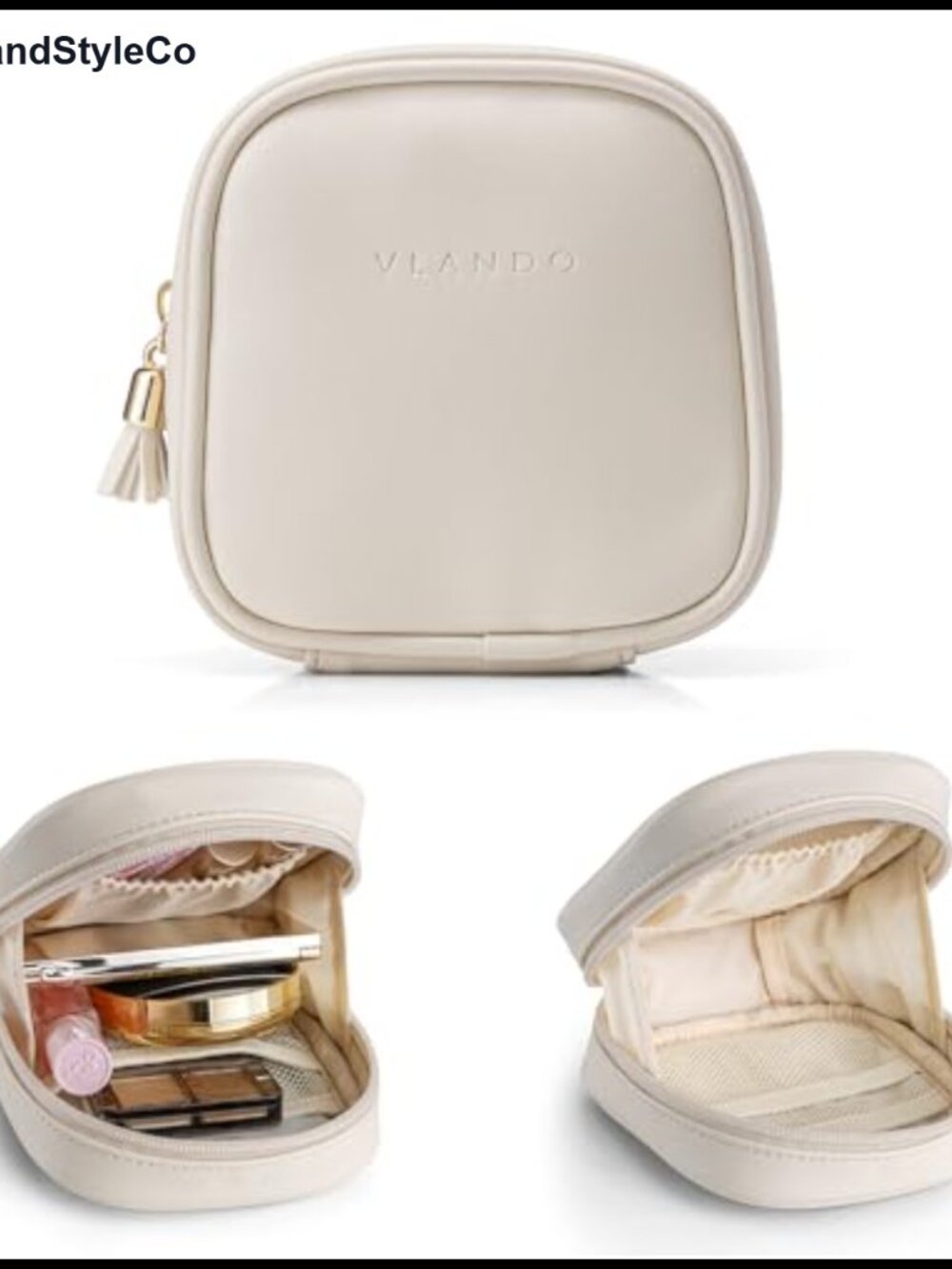 Water-Resistant Leather Makeup Bag with Pockets Travel Toiletry Organizer Pouch